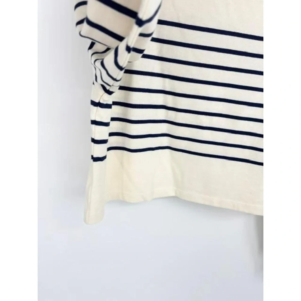 J Crew Cropped Boatneck T-Shirt With Buttons Mariner Cotton Nautical Size Medium